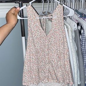 American Eagle Flower Tank w open back & pompoms (size medium)